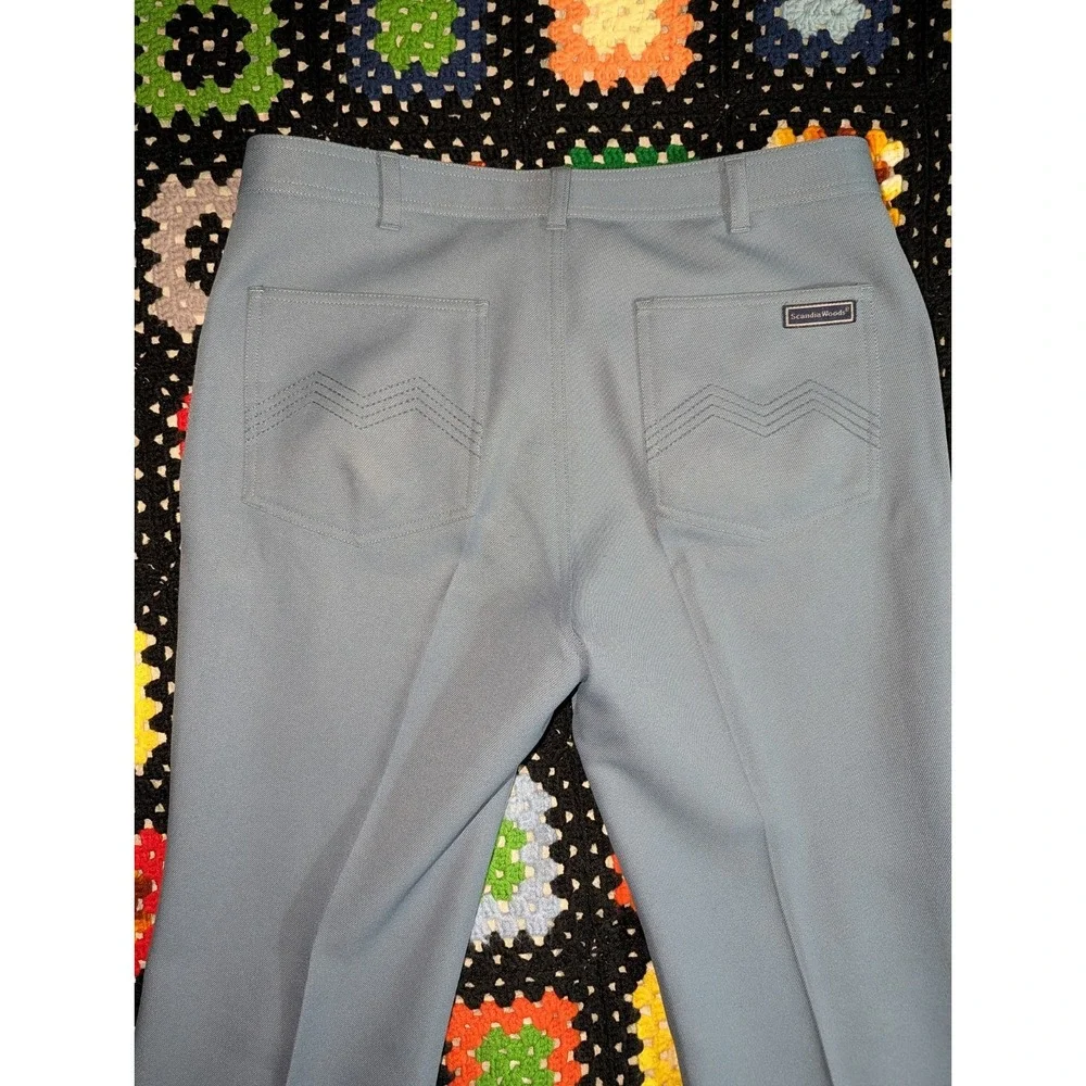 Vintage Scandia Woods Business Pants 1970s Polyester Blue Size‎ 35x25.5